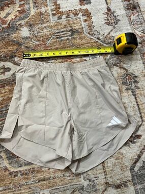adidas Women's Light Beige Athletic Shorts with White Logo